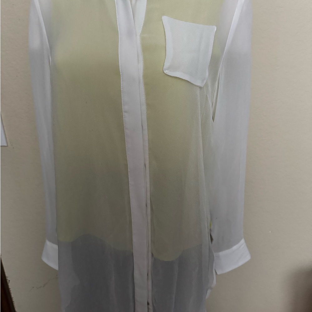 Line And Dot NEW  in soft white chiffon overlay with lime green lining. Long